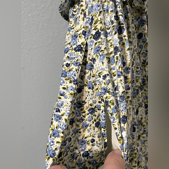 Hyacinth House Blue Floral Maxi Dress Puff Sleeve Ruffle Prairie Cottagecore XS - Picture 6 of 13